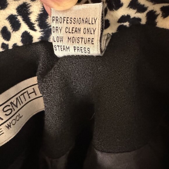 Amanda Smith Pure Wool Blazer Jacket Animal Print Button Black 22W - Picture 6 of 6